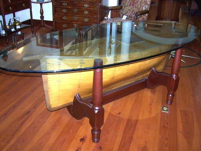 A large19th century English Plank-on-frame Pond Boat set into a custom made mahogany cradle base — image 2
